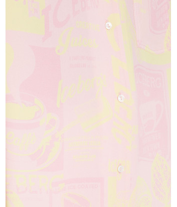 Рубашка ICEBERG G0615054 розовая с желтым принтом Рубашка ICEBERG G0615054 розовая с желтым принтом