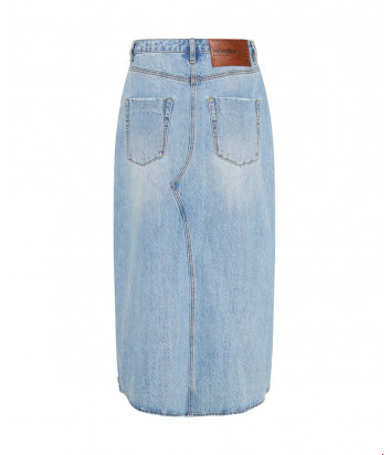 Длинная джинсовая юбка ONE TEASPOON 24513 с разрезом голубая