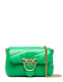 Маленькая сумка PINKO Love Bag Baby Puff Quilt 1P22H4 в стеганной коже зеленая