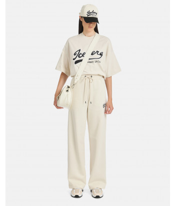 Расклешенные брюки ICEBERG B0316300 с вышитым логотипом бежевые