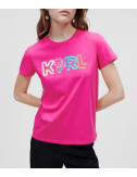 Футболка KARL LAGERFELD 221W1703 розовая с цветным логотипом