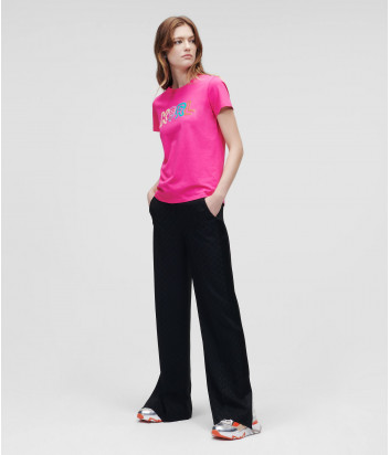 Футболка KARL LAGERFELD 221W1703 розовая с цветным логотипом Футболка KARL LAGERFELD 221W1703 розовая с цветным логотипом