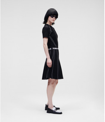 Платье KARL LAGERFELD 221W2050 черное с логотипом на талии