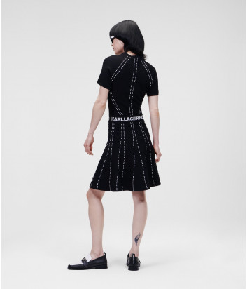 Платье KARL LAGERFELD 221W2050 черное с логотипом на талии