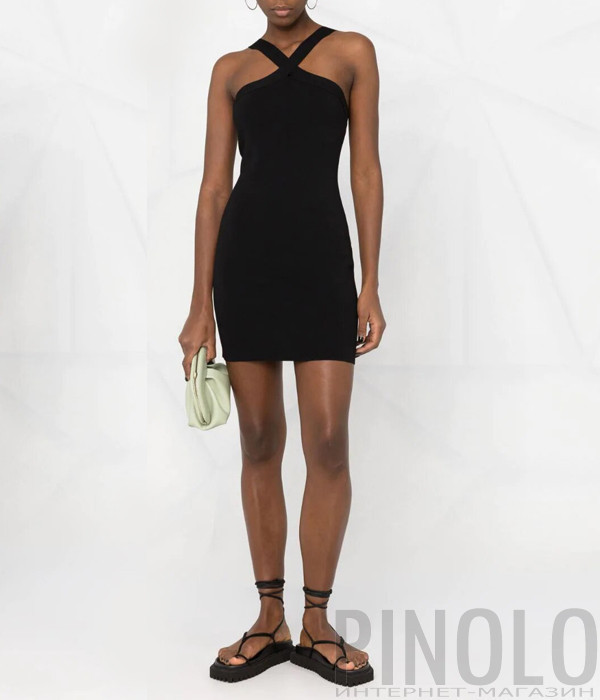 Мини-платье P.A.R.O.S.H. ROMA D550701 эластичное на бретелях черное