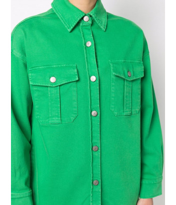 Джинсовая рубашка P.A.R.O.S.H. CABAREXY D430294 с карманами зеленая