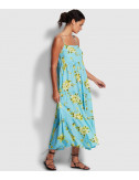 Длинное платье SEAFOLLY 54656-DR с цветочным принтом голубое
