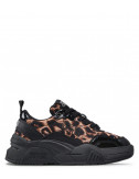 Кожаные кроссовки VERSACE Jeans Couture 72VA3SF4 леопардовый принт