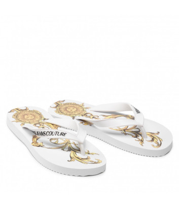 Вьетнамки VERSACE Jeans Couture 72VA3SQ7 белые с логотипом