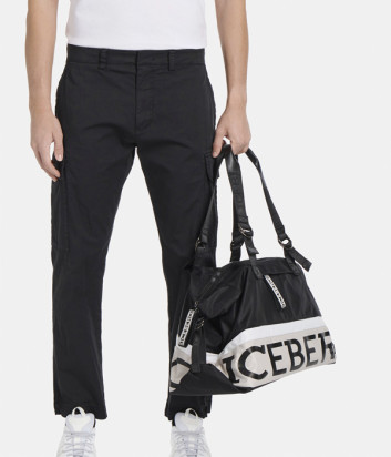 Спортивная-дорожная сумка ICEBERG P1P1 7200 6901 черная с логотипом