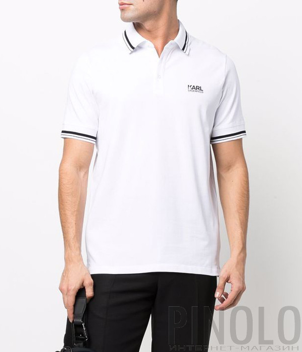 Мужское поло KARL LAGERFELD 745083 521221 белое с логотипом Мужское поло KARL LAGERFELD 745083 521221 белое с логотипом