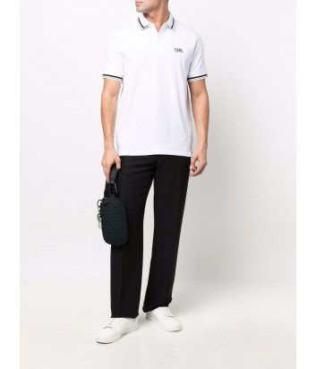 Мужское поло KARL LAGERFELD 745083 521221 белое с логотипом Мужское поло KARL LAGERFELD 745083 521221 белое с логотипом