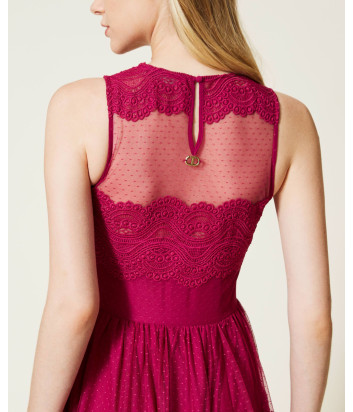Длинное платье TWINSET 222TP2251 из тюля и кружева цвета фуксии