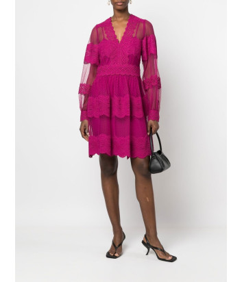Кружевное платье TWINSET 222TP2252 из тюля и кружева цвета фуксии