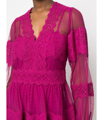 Кружевное платье TWINSET 222TP2252 из тюля и кружева цвета фуксии