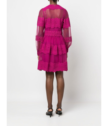 Кружевное платье TWINSET 222TP2252 из тюля и кружева цвета фуксии