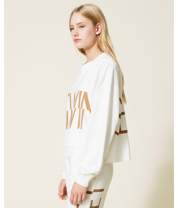 Трикотажный костюм TWINSET 222TP2415-222TP2431 с кружевом белый