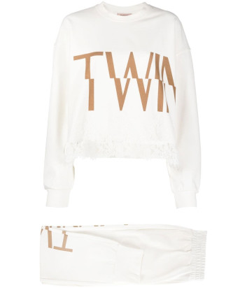 Трикотажный костюм TWINSET 222TP2415-222TP2431 с кружевом белый