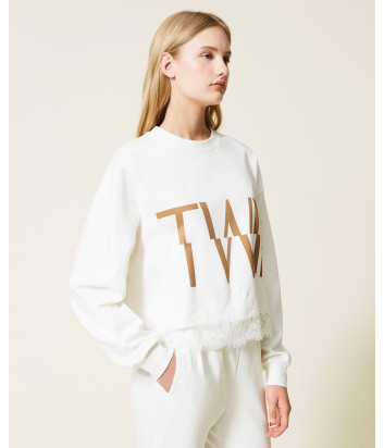 Трикотажный костюм TWINSET 222TP2415-222TP2431 с кружевом белый
