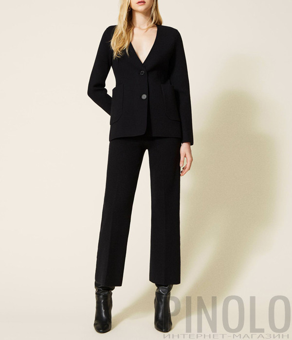 Трикотажный костюм TWINSET 222TP3327-222TP3323 кардиган и брюки черный