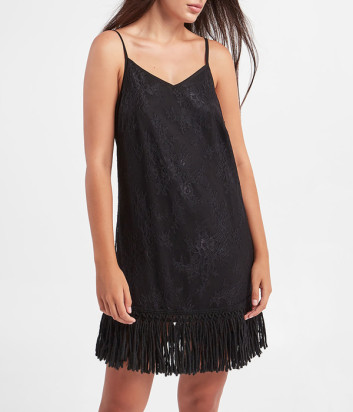 Трикотажное платье ERMANNO FIRENZE D41EQ014CSET7 с бахромой черное