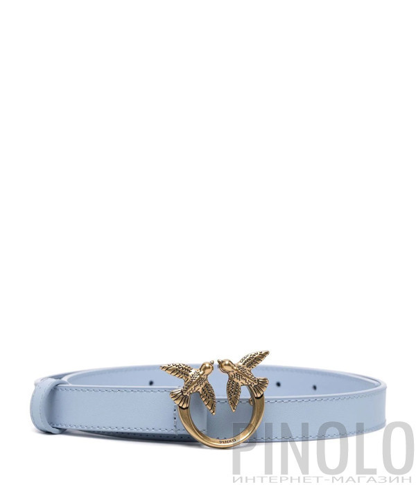 Узкий кожаный ремень PINKO Love Birds 1H20ZV голубой
