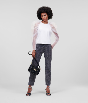 Блуза KARL LAGERFELD 230W1717 с рукавами из органзы белая