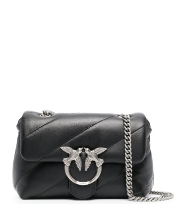 Сумка в стеганной коже PINKO Love Mini Puff 100039 с серебристой фурнитурой черная