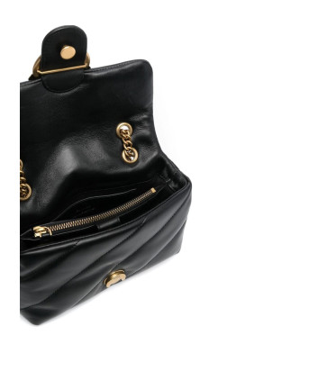 Сумка в стеганной коже PINKO Love Mini Puff 100039 с золотистой фурнитурой черная