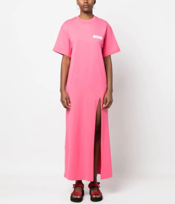 Длинное платье MSGM 3441MDA82 с принтом на спине розовое