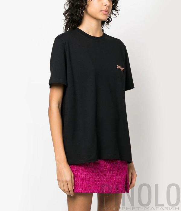 Футболка MSGM 3441MDM540 с вышитым цветным логотипом черная