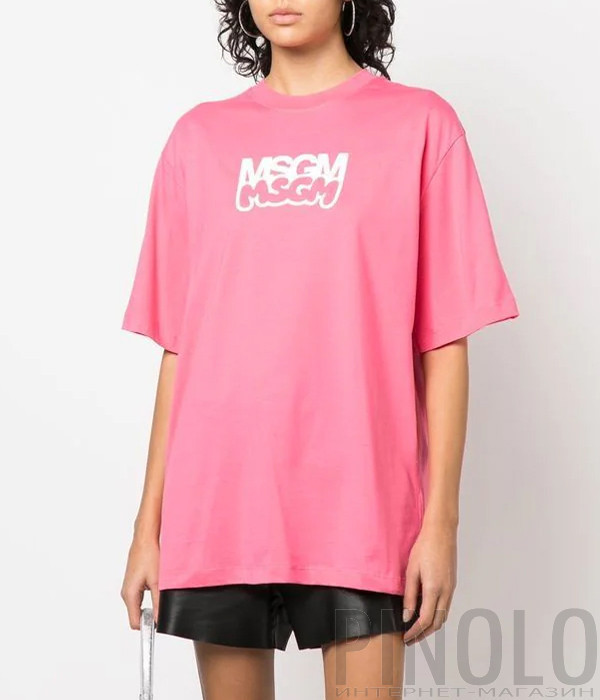 Футболка MSGM 3441MDM102 с принтом на спине розовая