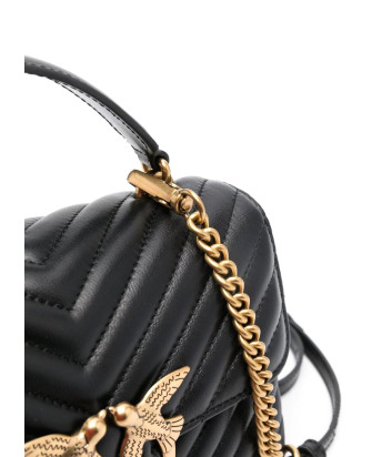 Сумка PINKO Love Lady Puff Mini 100044 в стеганной коже с золотистой фурнитурой черная