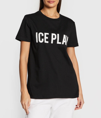 Черная футболка ICE PLAY F021 P400 9000 с большим логотипом