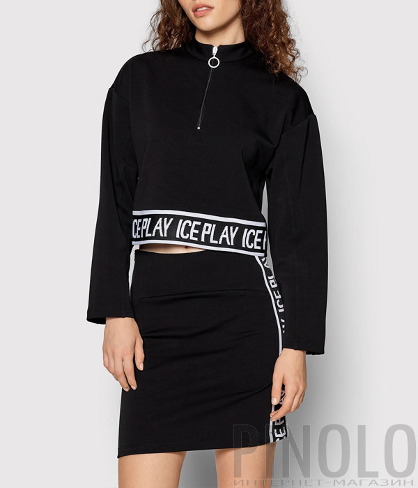 Укороченная олимпийка ICE PLAY E201 P472 9000 черная с логотипом