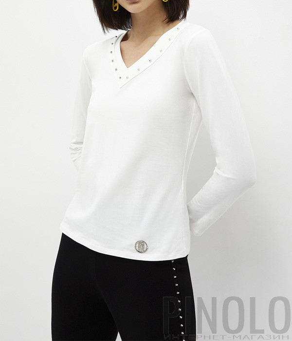 Футболка LIU JO TA3086 JS088 с заклепками белая