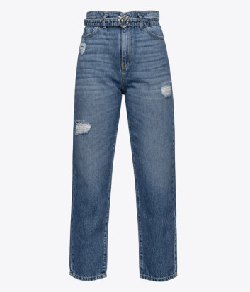 Мам-джинсы PINKO 100232 A0FJPJU высокой посадки синие