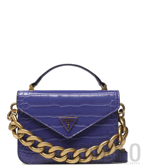Сумочка GUESS Retour Mini HWCC8664780 с тиснением под крокодила фиолетовая