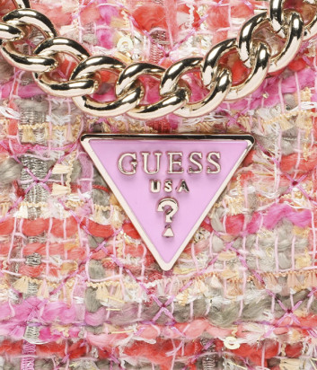 Маленькая твидовая сумочка GUESS Spark HWTZ8700780 на цепочке розовая
