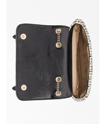 Твидовая сумка на цепочке GUESS Adam HWTZ8694210 черно-белая