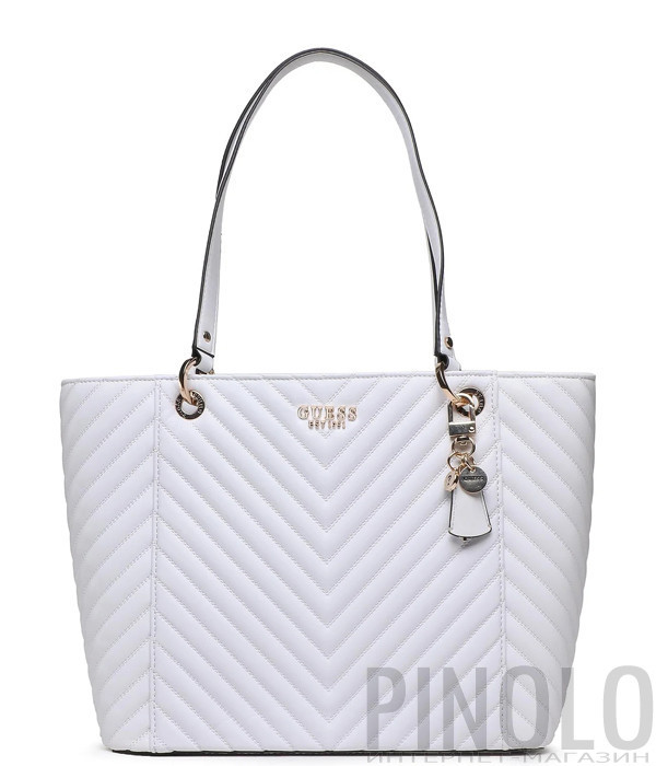 Сумка-шоппер GUESS Noelle HWQG7879230 со стеганной текстурой белая