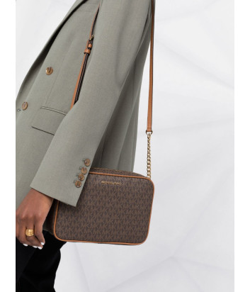 Сумка через плечо MICHAEL KORS Jet Set 32F1GJ6C7B с фирменным принтом коричневая