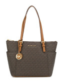 Сумка-шоппер MICHAEL KORS Jet Set Logo 30S0GTTT1B с фирменным принтом коричневая