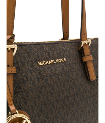 Сумка-шоппер MICHAEL KORS Jet Set Logo 30S0GTTT1B с фирменным принтом коричневая