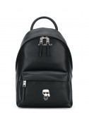 Кожаный рюкзак KARL LAGERFELD Ikonik 205W3090 с металлическим значком черный
