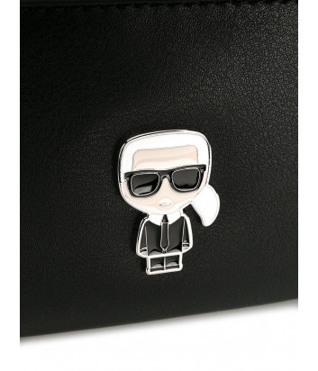 Кожаный рюкзак KARL LAGERFELD Ikonik 205W3090 с металлическим значком черный