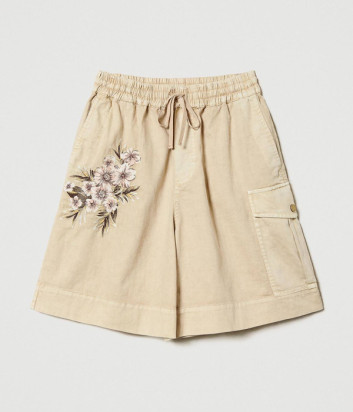 Шорты-бермуды карго TWINSET 231TT2391 бежевые с вышивкой