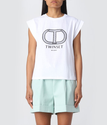 Белая футболка TWINSET 231TT2321 с логотипом