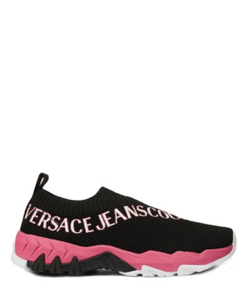 Текстильные кроссовки VERSACE Jeans Couture 74VA3SG1 черные с логотипом