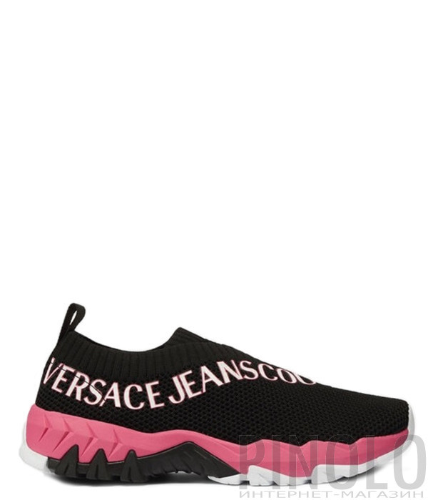 Текстильные кроссовки VERSACE Jeans Couture 74VA3SG1 черные с логотипом Текстильные кроссовки VERSACE Jeans Couture 74VA3SG1 черные с логотипом